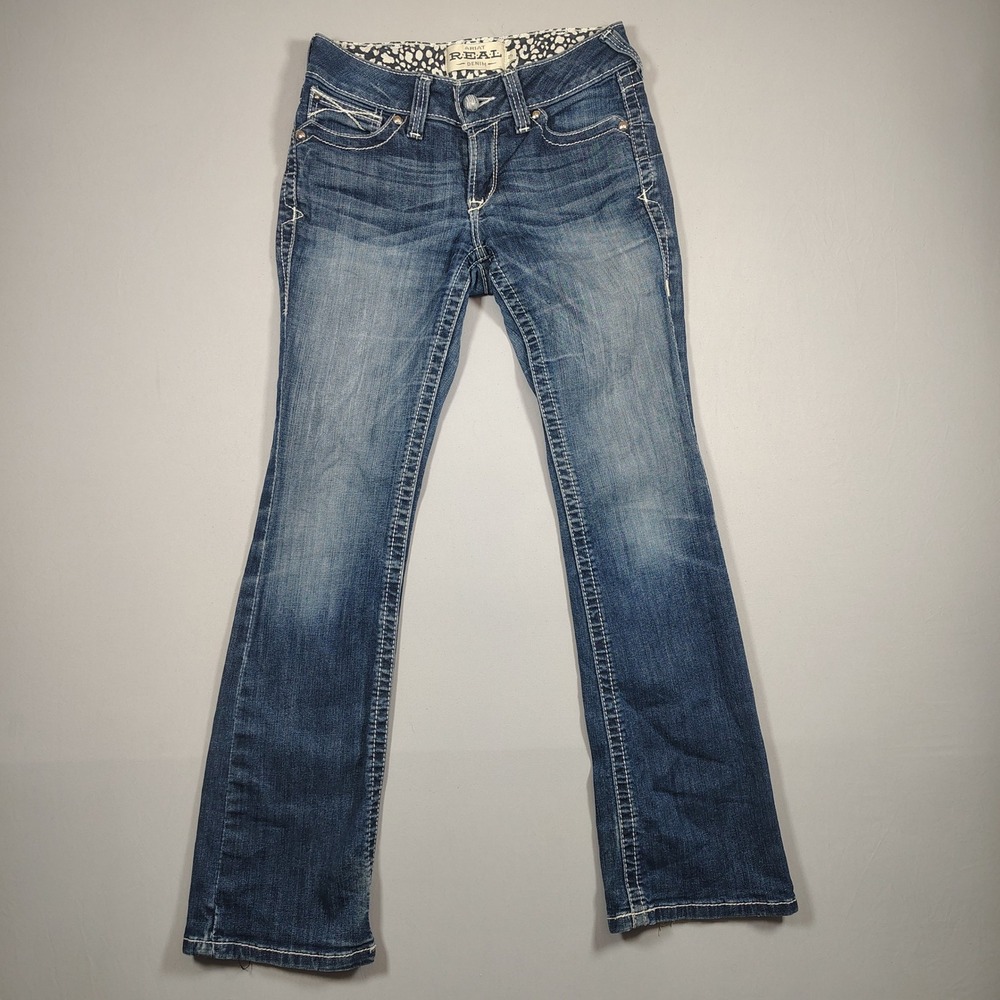 Ariat Jeans Women 27 Blue Real Low Rise Boot Whipstitch Lakeshore Denim
